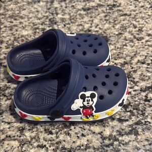 Kids Navy Blue Clogs with Mickey Mouse Design